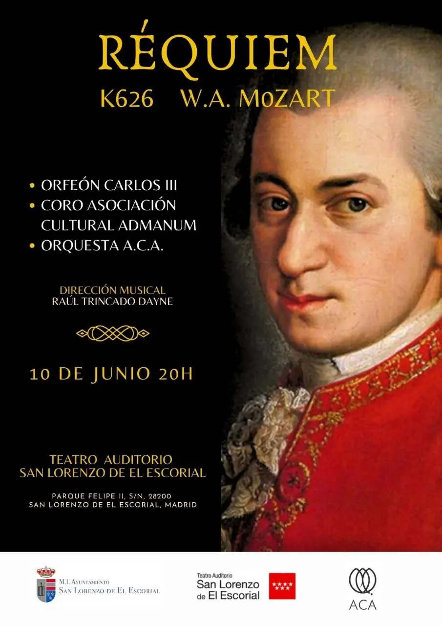 Lee más sobre el artículo Concierto Requiem de Mozart (San Lorenzo de El Escorial 10-6-2023 20 horas)